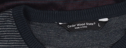 Cedar Wood State Men's Multicoloured Striped Pullover Jumper L