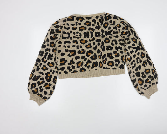 Daisy Street Women's Beige Animal Print Cardigan, Size 16