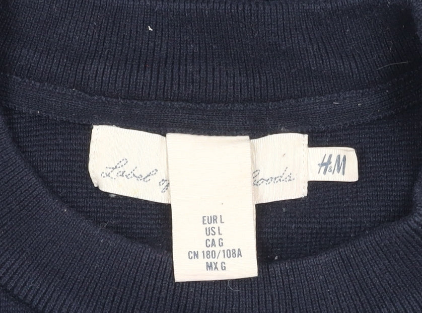 H&M Men's L Black Green Ivory Striped Pullover