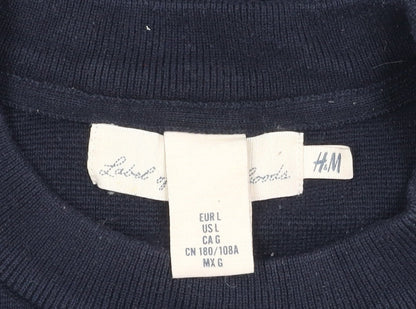 H&M Men's L Black Green Ivory Striped Pullover