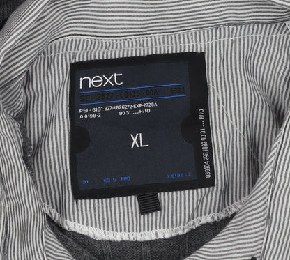Next Men's Grey Striped XL Short Sleeve Shirt