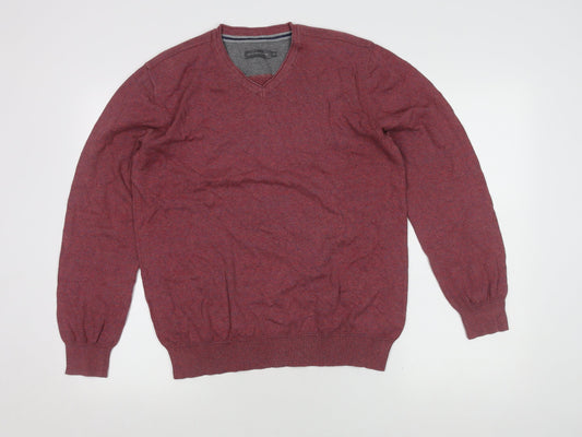 RJR John Rocha Men's Red V-Neck Pullover Jumper M