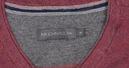 RJR John Rocha Men's Red V-Neck Pullover Jumper M