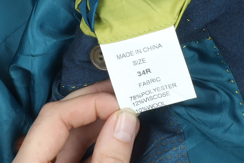 Mens UK Size 34 ONESIX5IVE Regular Blue Suit Jacket