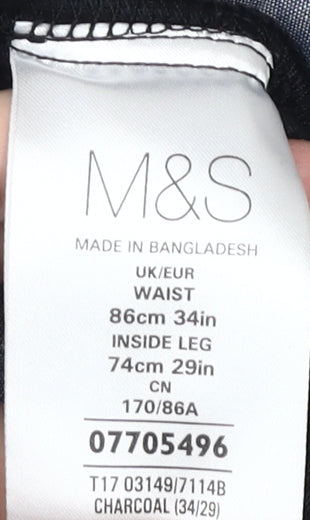 Marks and Spencer Men's Black Corduroy Trousers Size 34