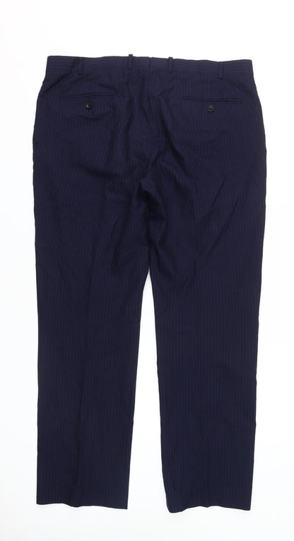 Howick Men's Blue Dress Pants 38R Regular Wool Blend