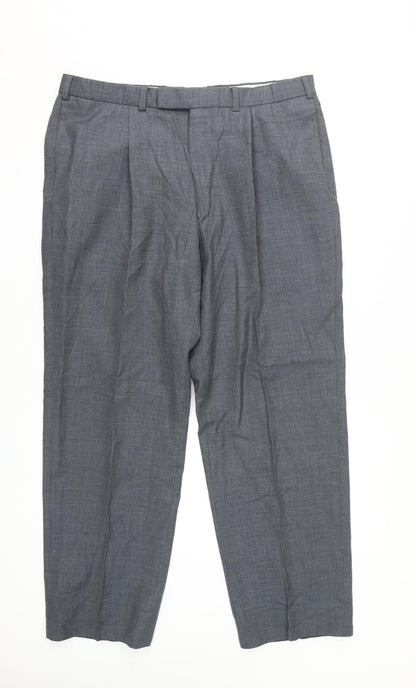 Marks and Spencer Men's Grey Wool Suit Pants L