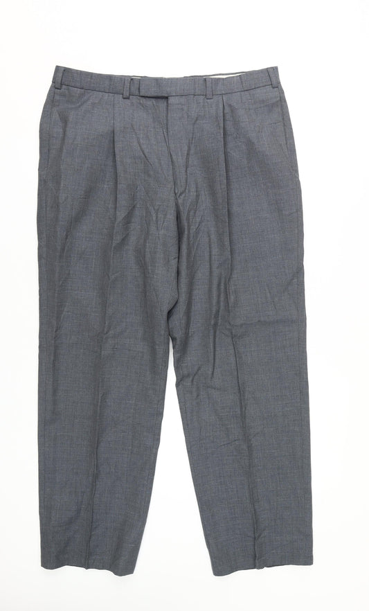 Marks and Spencer Men's Grey Wool Suit Pants L