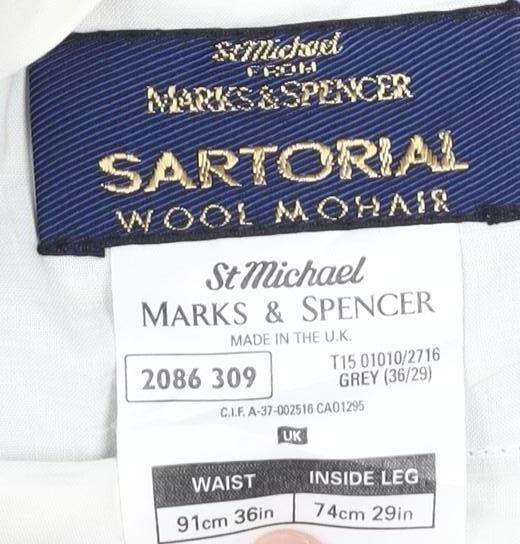 Marks and Spencer Men's Grey Wool Suit Pants L