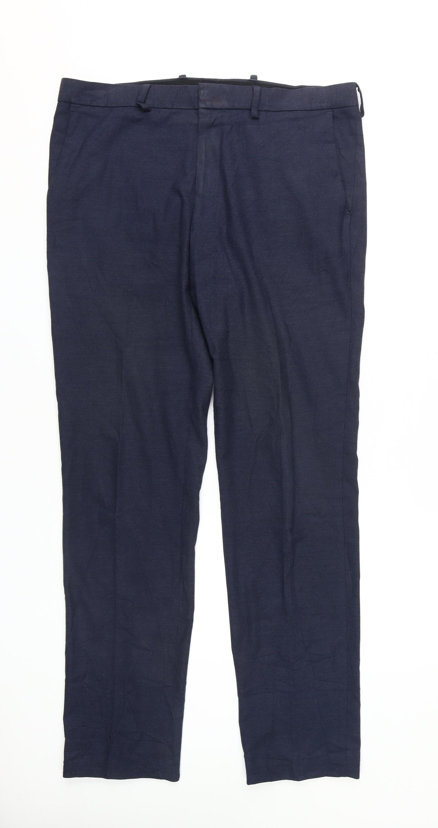 Marks and Spencer Men's Blue Slim Fit Trousers, Size 36