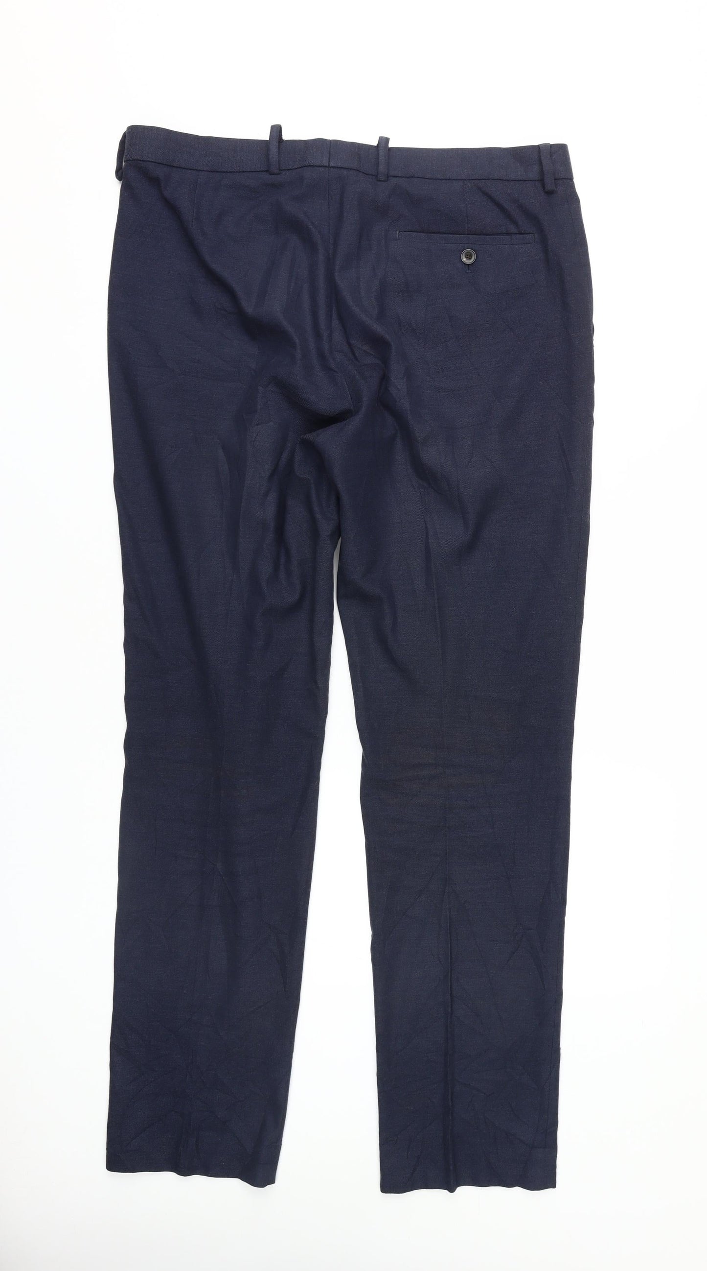 Marks and Spencer Men's Blue Slim Fit Trousers, Size 36