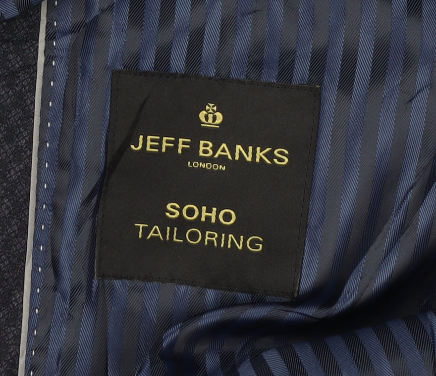 Mens UK Size 44 Jeff Banks Regular Blue Suit Jacket