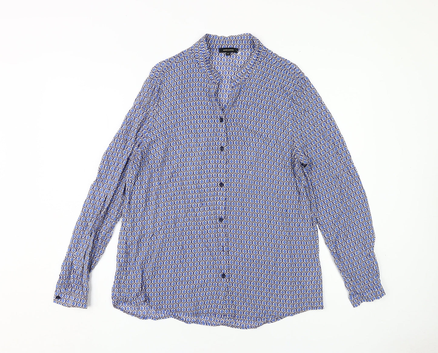 More & More Women's Blue Geometric Button-Up Shirt