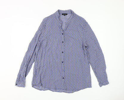 More & More Women's Blue Geometric Button-Up Shirt