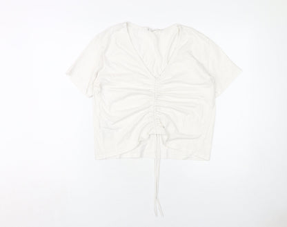 MNG Women's White V-Neck T-Shirt, Size M, Casual