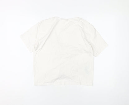 MNG Women's White V-Neck T-Shirt, Size M, Casual