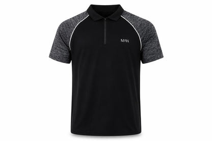 Front view of boohooMAN Men's Black Polo L Ringer