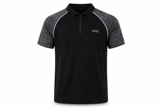 boohooMAN Men's Black Polo L Ringer