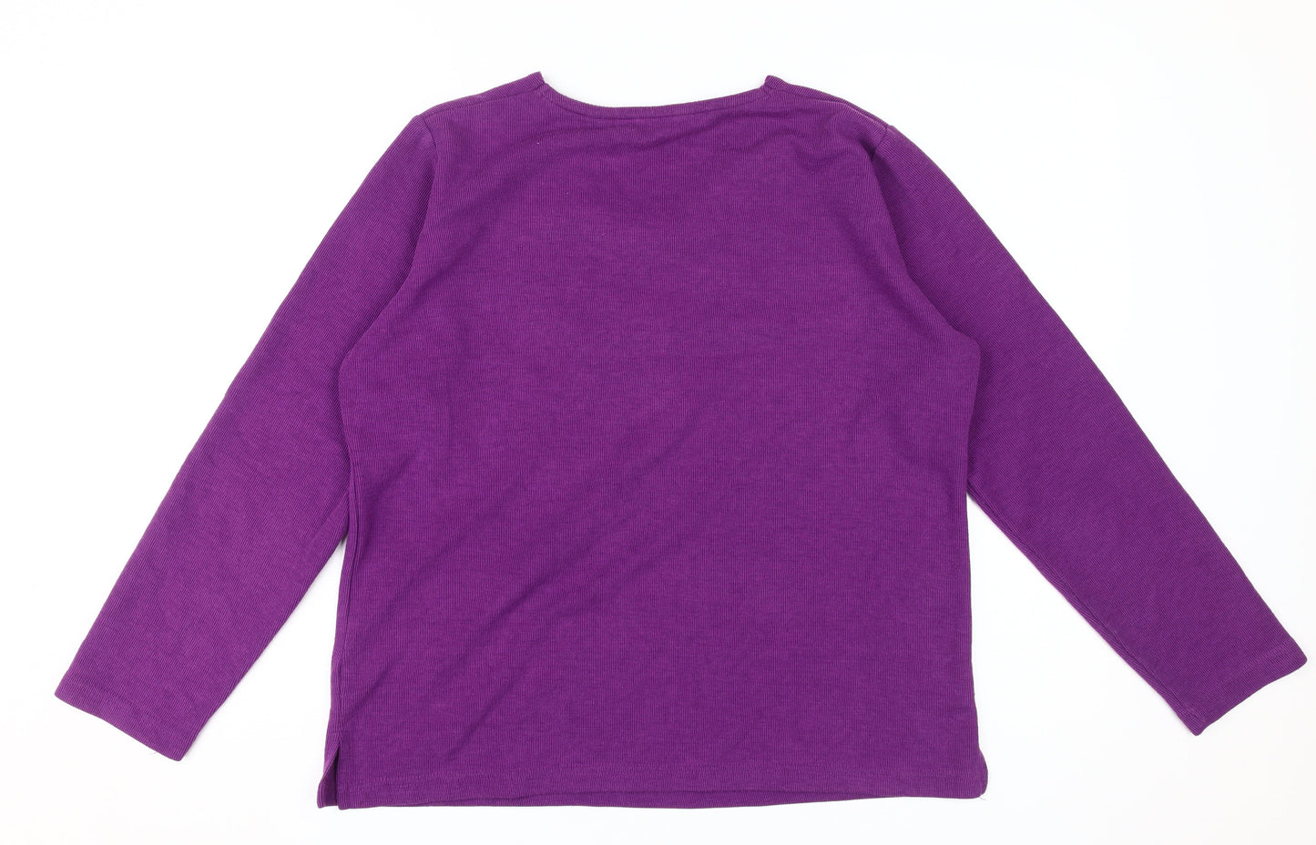EWM Women's Purple Long Sleeve V-Neck Top M