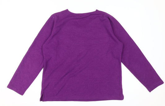 EWM Women's Purple Long Sleeve V-Neck Top M