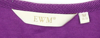 EWM Women's Purple Long Sleeve V-Neck Top M