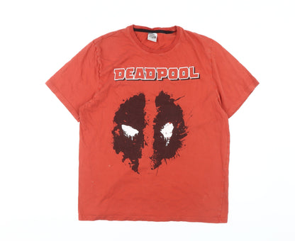 Marvel Deadpool Men's Red Graphic T-Shirt Size L