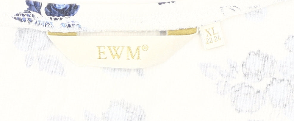 EWM Women's White Floral T-Shirt XL