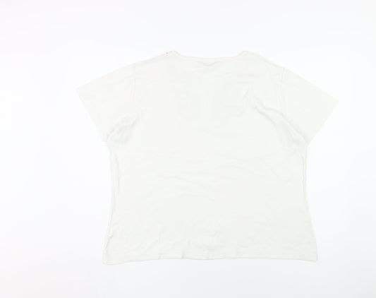 Isle Women's White XL Embroidered Cotton T-Shirt