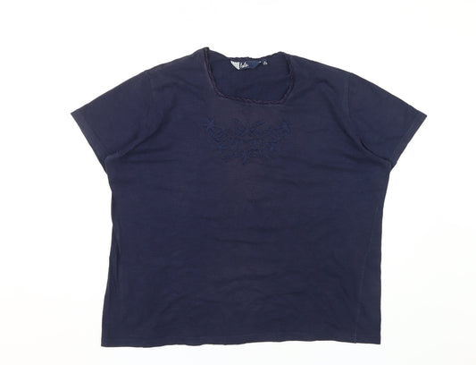 Isle Women's Blue Embroidered Cotton T-Shirt