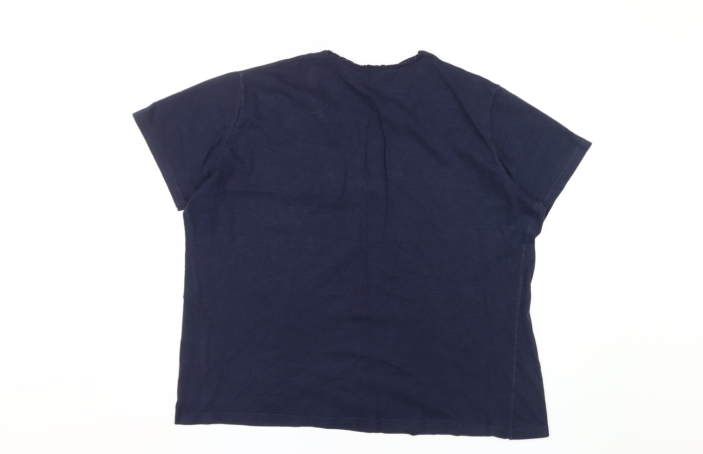 Isle Women's Blue Embroidered Cotton T-Shirt