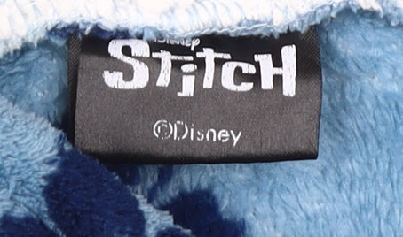 Disney Stitch Girls' Blue Floral Fleece Hooded Nightshirt One Size