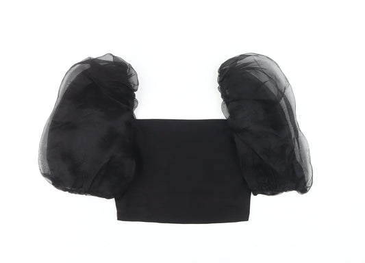 ASOS DESIGN Women's Black Cropped Balloon Sleeve Top