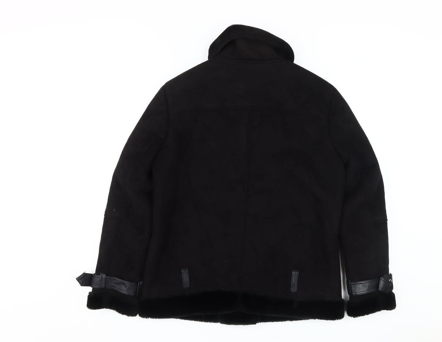 Womens UK Size 10 Topshop Black Biker Coat