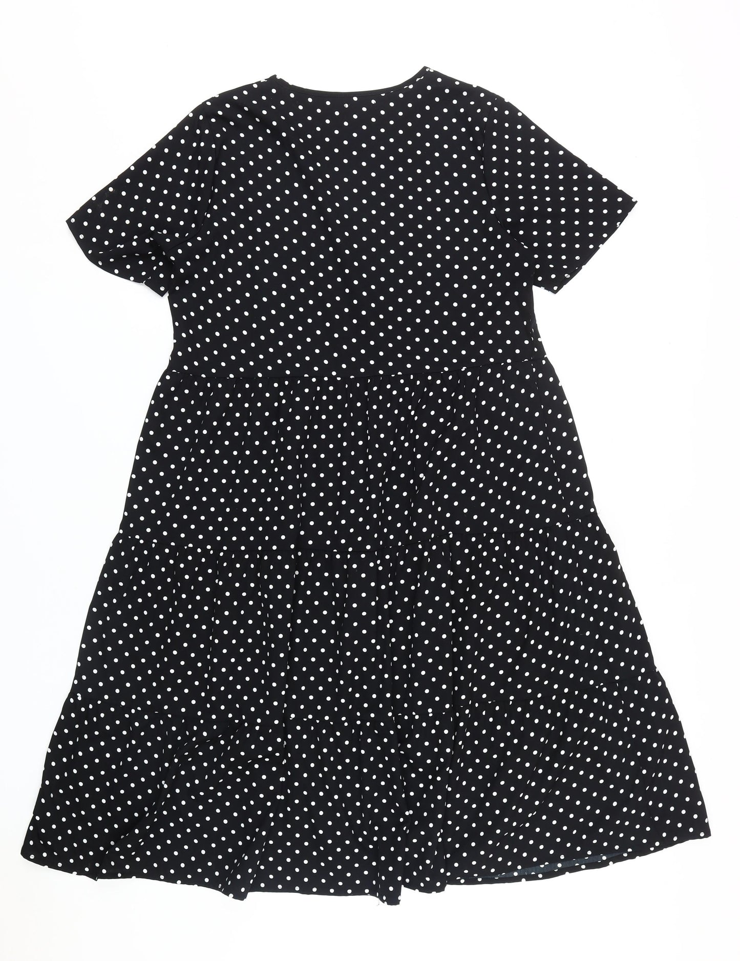 boohoo Women's Black A-Line Polka Dot Dress 12