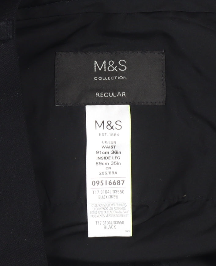 Marks and Spencer Men's Black Dress Pants Regular Fit