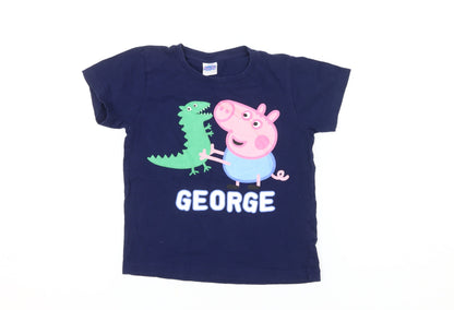 Peppa Pig Boys Blue T-Shirt Short Sleeve Size 5-6 Years