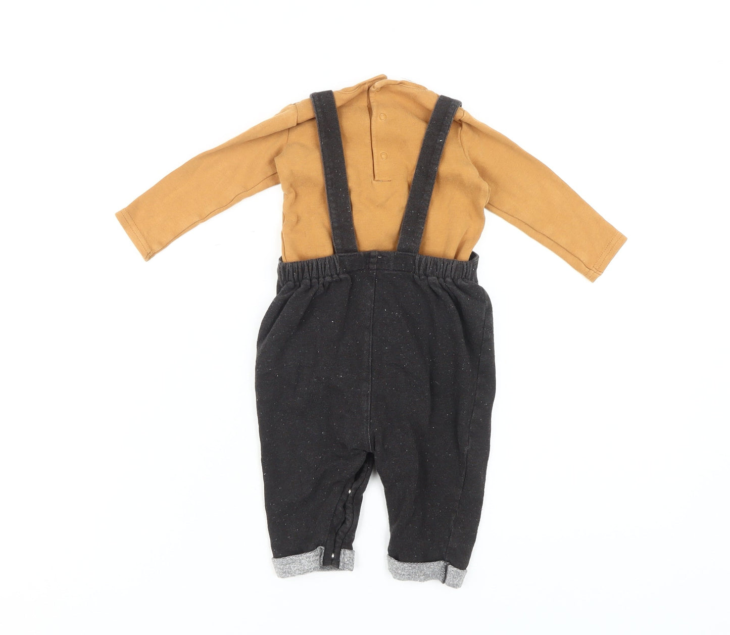 Mamas & Papas Unisex Dungaree Set, 6-9 Months, Black/Brown