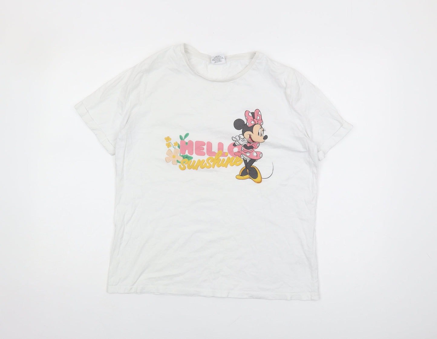 Womens UK Size 14 Disney White Basic T-Shirt