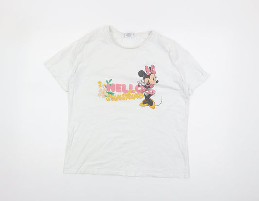 Womens UK Size 14 Disney White Basic T-Shirt