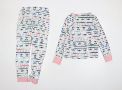 George Girls Lilo & Stitch Pyjama Set, Blue/White, 11-12 Years