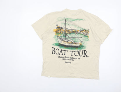 Unisex Adults UK Size S Pull&Bear Beige Basic T-Shirt