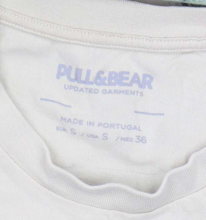 Unisex Adults UK Size S Pull&Bear Beige Basic T-Shirt