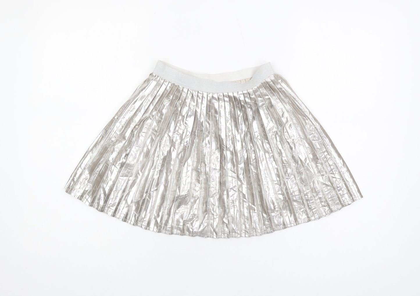 H&M Girls Silver Pleated Skirt - Size 10 Years