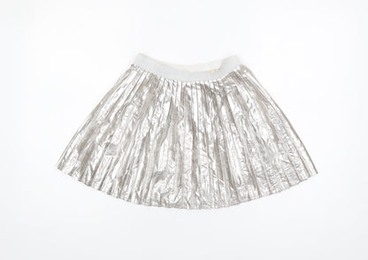 H&M Girls Silver Pleated Skirt - Size 10 Years