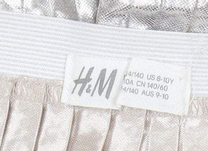 H&M Girls Silver Pleated Skirt - Size 10 Years