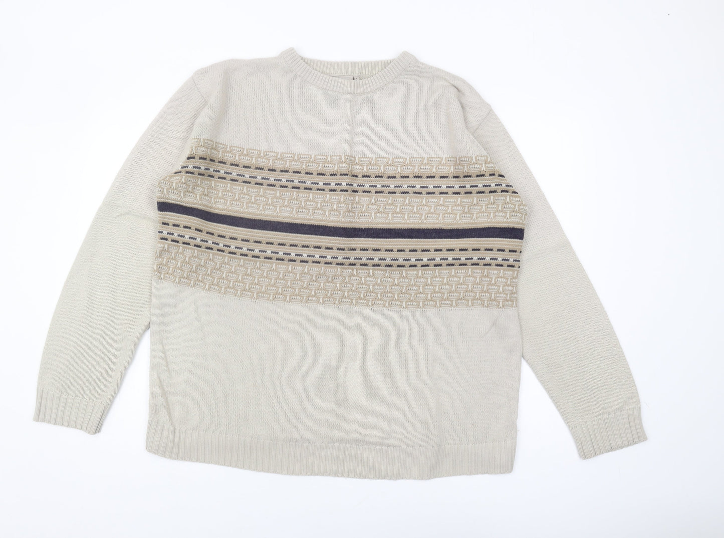 Zantos Men's Beige Pullover Jumper, Size L, Casual Knit