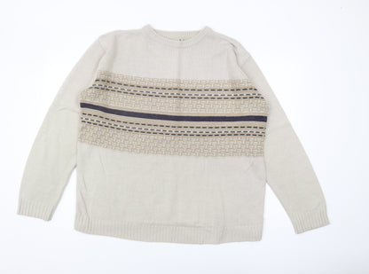 Zantos Men's Beige Pullover Jumper, Size L, Casual Knit