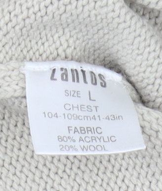 Zantos Men's Beige Pullover Jumper, Size L, Casual Knit