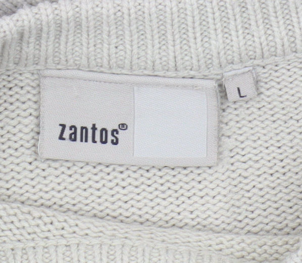 Zantos Men's Beige Pullover Jumper, Size L, Casual Knit