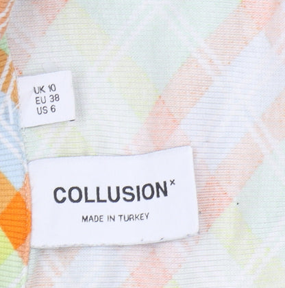 Collusion Women's Multicoloured Plaid Shirt Dress Size 10